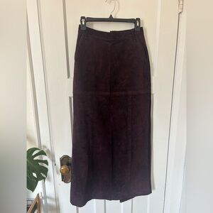 Women's Dark Purple Suede Maxi Skirt